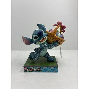 Disney Jim Shore Stitch Bizarre Bunny Figurine With Easter Basket